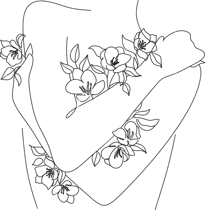 Ilustracao de mulher com flores